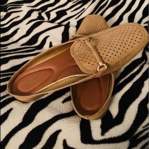 Size 12 tan flat mules
